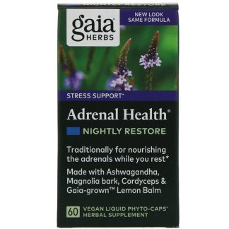 Gaia Herbs, Adrenal Health, Nightly Restore, 60 Vegan Liquid Phyto-Caps