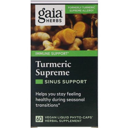 Gaia Herbs, Turmeric Supreme, Sinus Support, 60 Vegan Liquid Phyto-Caps