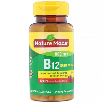 Nature Made, B-12 Sublingual, Cherry, 1,000 mcg, 50 Micro -Lozenges