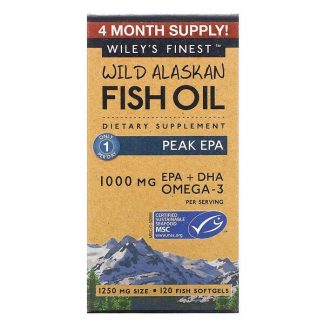 Wiley's Finest, Wild Alaskan Fish Oil, Peak EPA, 1,250 mg, 120 Fish Softgels