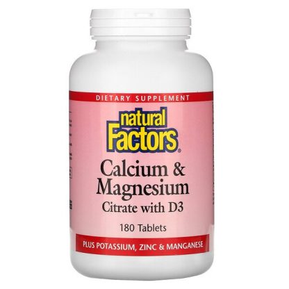 Natural Factors, Calcium & Magnesium Citrate with D3, 180 Tablets