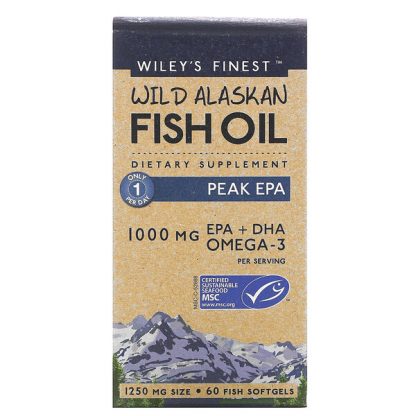 Wiley's Finest, Wild Alaskan Fish Oil, Peak EPA, 1,000 mg, 60 Fish Softgels