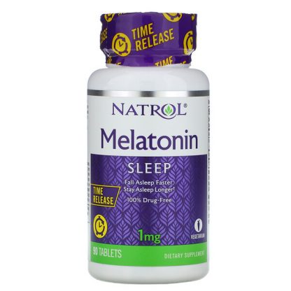 Natrol, Melatonin, Time Release, 1 mg, 90 Tablets