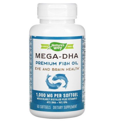 Nature's Way, Mega-DHA Premium Fish Oil, 1,000 mg, 60 Softgels