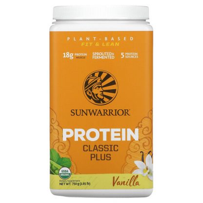 Sunwarrior, Classic Plus Protein, Organic Plant Based, Vanilla, 1.65 lb (750 g)