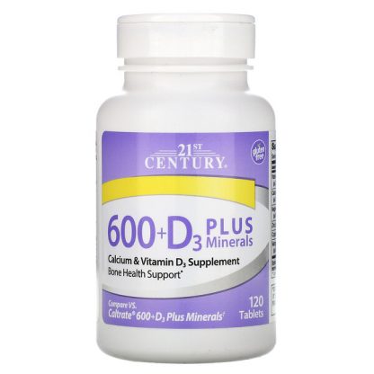 21st Century, 600+D3 Plus Minerals, 120 Tablets