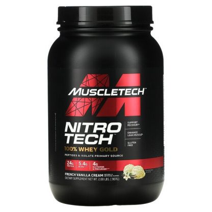 Muscletech, Nitro Tech, 100% Whey Gold, French Vanilla Cream, 2 lbs (907 g)