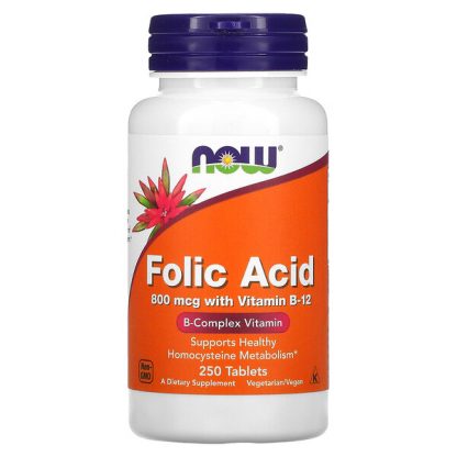 NOW Foods, Folic Acid, 800 mcg, 250 Tablets