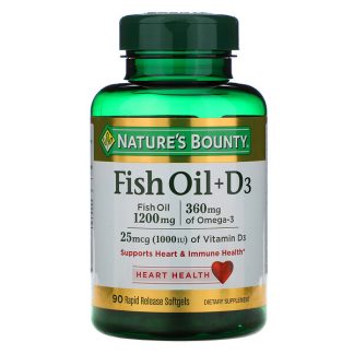 Nature's Bounty, Fish Oil + D3, 90 Rapid Release Softgels