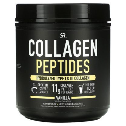 Sports Research, Collagen Peptides, Hydrolyzed Type I & III Collagen, Vanilla , 16.85 oz (477.65 g)