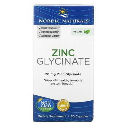 Nordic Naturals, Zinc Glycinate, 20 mg , 60 Capsules