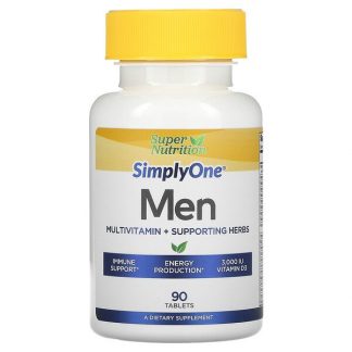 Super Nutrition, SimplyOne, Men, Multivitamin + Supporting Herbs, 90 Tablets