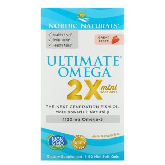 Nordic Naturals, Ultimate Omega 2X, Strawberry, 560 mg, 60 Mini Soft Gels