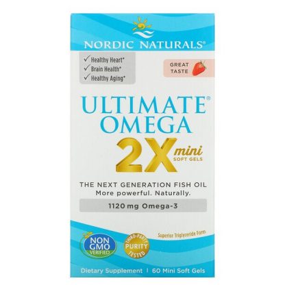 Nordic Naturals, Ultimate Omega 2X, Strawberry, 560 mg, 60 Mini Soft Gels