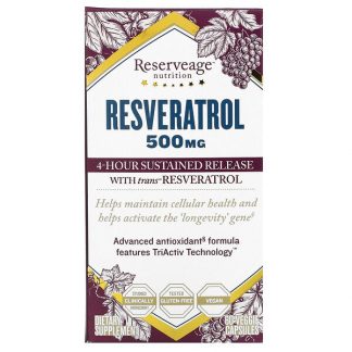 ReserveAge Nutrition, Resveratrol, 500 mg, 60 Veggie Capsules