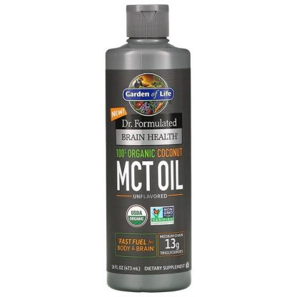 Garden of Life, Dr. Formulated Brain Health, 100% Organic Coconut MCT Oil, Unflavored, 16 fl oz (473 ml)