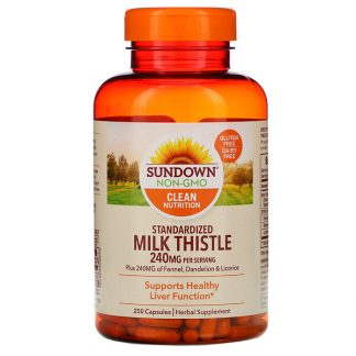 Sundown Naturals, Standardized Milk Thistle, 120 mg, 250 Capsules