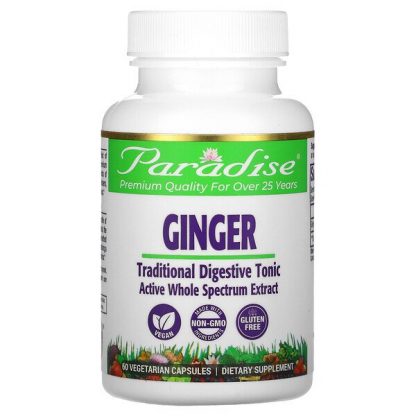 Paradise Herbs, Ginger, 60 Vegetarian Capsules