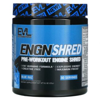 EVLution Nutrition, ENGN Shred, Pre-Workout Engine Shred, Blue Raz, 8.1 oz (231 g)