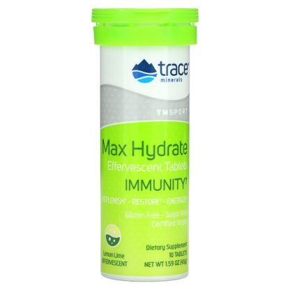 Trace Minerals ®, TM Sport, Max Hydrate Immunity, Effervescent Tablets, Lemon Lime, 10 Tablets, 1.59 oz (45 g)