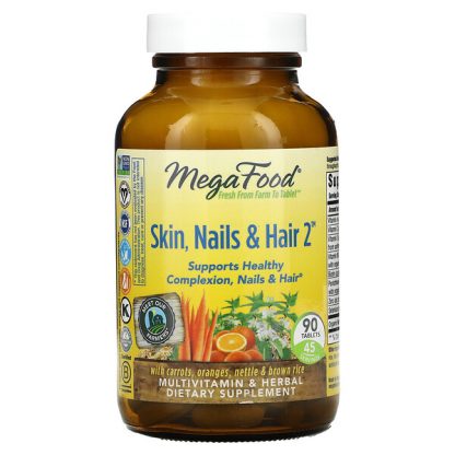 MegaFood, Skin, Nails & Hair 2, 90 Tablets