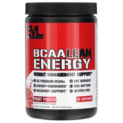 EVLution Nutrition, BCAA LEAN ENERGY, Fruit Punch, 11.32 oz (321 g)