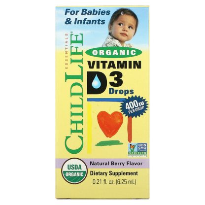 ChildLife, Organic Vitamin D3 Drops, Natural Berry, 400 IU, 0.21 fl oz (6.25 ml)