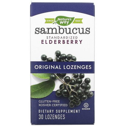 Nature's Way, Sambucus, Standardized Elderberry with Vitamin C, Original Lozenges, 30 Lozenges