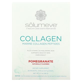 Solumeve, Collagen Peptides Plus Vitamin C & Hyaluronic Acid, Pomegranate, 30 Packets, 0.19 oz (5.37 g) Each