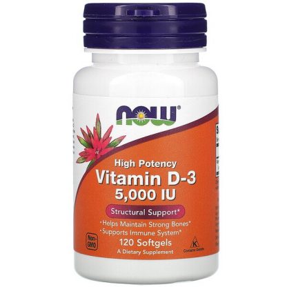 NOW Foods, Vitamin D-3, 125 mcg (5,000 IU), 120 Softgels