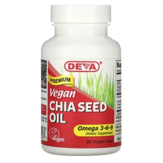 Deva, Premium Vegan Chia Seed Oil, 90 Vegan Caps