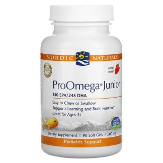 Nordic Naturals, ProOmega Junior, Strawberry, 340 mg, 90 Soft Gels