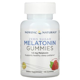 Nordic Naturals, Zero Sugar Melatonin Gummies, Raspberry, 1.5 mg, 60 Gummies