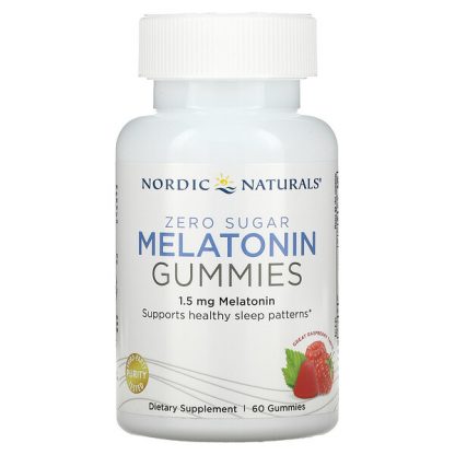 Nordic Naturals, Zero Sugar Melatonin Gummies, Raspberry, 1.5 mg, 60 Gummies