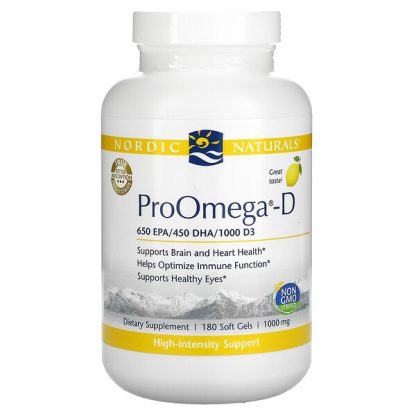 Nordic Naturals, ProOmega-D, Lemon, 1,000 mg, 180 Soft Gels