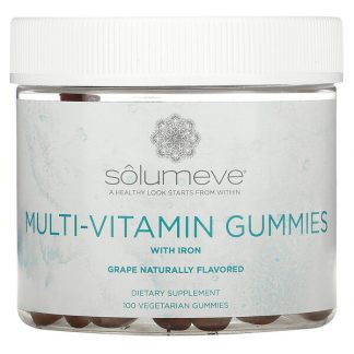 Solumeve, Multi-Vitamin Gummies, Gelatin Free, Grape Flavor, 100 Vegetarian Gummies