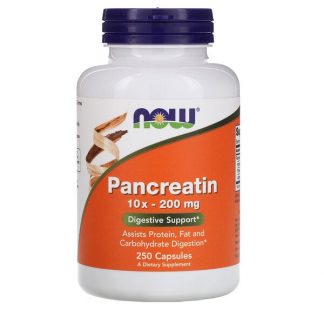 NOW Foods, Pancreatin, 10X - 200 mg, 250 Capsules