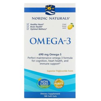 Nordic Naturals, Omega-3, Lemon, 345 mg, 180 Soft Gels