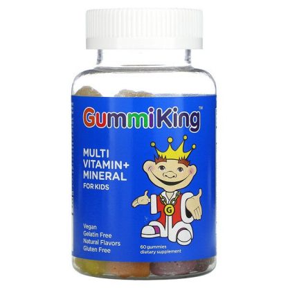 GummiKing, Multi-Vitamin + Mineral for Kids, Strawberry, Orange, Lemon, Grape, Cherry and Grapefruit, 60 Gummies