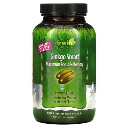 Irwin Naturals, Ginkgo Smart, Maximum Focus & Memory, 120 Liquid Soft-Gels