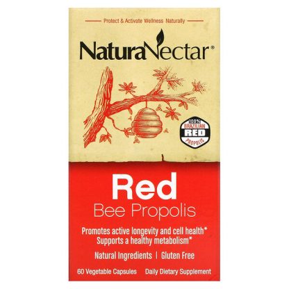 NaturaNectar, Red Bee Propolis, 60 Vegetable Capsules