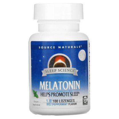 Source Naturals, Melatonin, Peppermint, 1 mg, 100 Lozenges