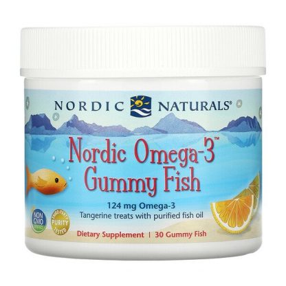 Nordic Naturals, Nordic Omega-3 Gummy Fish, Tangerine Treats, 124 mg, 30 Gummy Fish