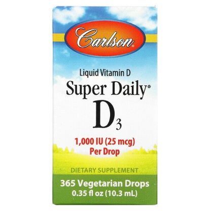 Carlson Labs, Super Daily D3, 1,000 IU, 0.35 fl oz (10.3 ml)