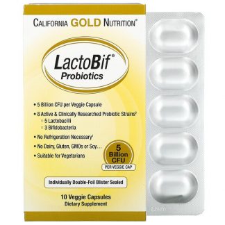 California Gold Nutrition, LactoBif Probiotics, 5 Billion CFU, 10 Veggie Capsules