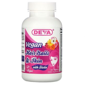 Deva, Vegan Hair Nails & Skin with Biotin, 90 Tablets