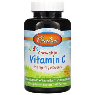 Carlson Labs, Kid's, Chewable Vitamin C, Natural Tangerine , 250 mg, 60 Vegetarian Tablets