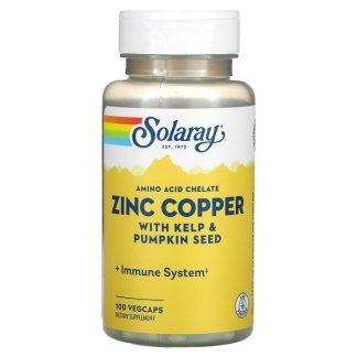 Solaray, Zinc Copper with Kelp & Pumpkin Seed, 100 VegCaps