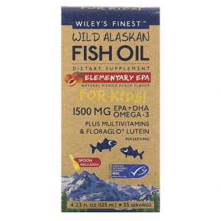 Wiley's Finest, Wild Alaskan Fish Oil, For Kids!, Elementary EPA, Natural Mango Peach Flavor, 1,500 mg, 4.23 fl oz (125 ml)