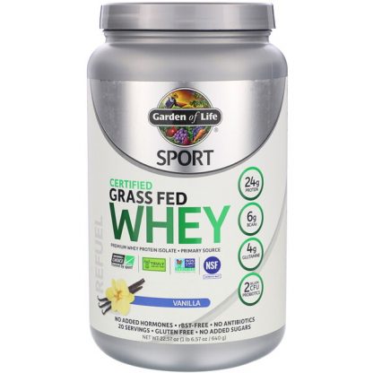 Garden of Life, Sport, Certified Grass Fed Whey, Vanilla, 22.57 oz (640 g)